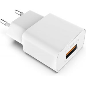 Thef-Chargeur Rapide Secteur - Quick Charge 1 Port Usb 18 Watt - Prise Murale Eu Universelle Pour Par Ex. Apple, Samsung, Htc, Lg, Sony - Blanc - Neuf