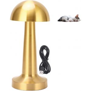 Kal-Lampe De Table Champignon Rechargeable Par Usb 3 Couleurs À Intensité Variable En Métal Mignonne Lampe De Chevet (Pour Garde D'enfants Et Chambre De Bébé, Décoration (Or) - Neuf