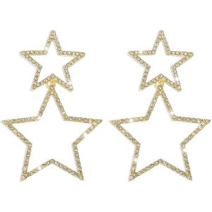 Kal-Boucle D'oreille &Eacute;toile Brillant, Double Couche Boucles D'oreilles Pendantes &Eacute;toile, Earrings For Women &Eacute;l&eacute;gant Avec Strass Pour Filles Femmes Accessoires De F&ecirc;te, Vie Quotidienne, No&euml;l - Neuf