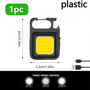 Mini Lampe De Poche Porte-Clés Led Cob,Lampe De Travail,Torche De Poche Rechargeable Avec Clip Magnétique Puissant Pour Camping En Plein Air,Utilisation D'urgence.J031 Plastic.Rechargeable - Neuf