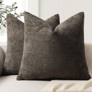 CAUC-Lot de 2 Housse Coussin de canap&eacute; 45x45 en Chenille Housse de Coussin Douces Cecoration de Maison Coussin Canape D&eacute;coratives de Luxe pour Canap&eacute;,lit et Salon - Neuf