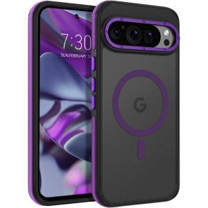 LORANKA-Coque magn&eacute;tique pour Google Pixel 9 Pro XL, protection de qualit&eacute; militaire am&eacute;lior&eacute;e de 4,3 m, compatible avec MagSafe, fine, translucide, mate et r&eacute;sistante aux chocs avec bandes lat&eacute;rales - Neuf