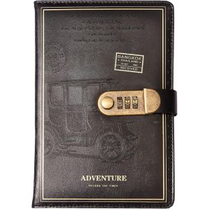 Chenquansarl-Journal Intime Avec Code, A5 Carnet De Note, Cahier Secret De Voyage, Bloc-Notes Agenda En Cuir Pu Écriture Pour Bureau L'école, Classique En Relief, Taille 215x145mm - Neuf