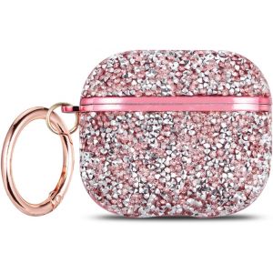 Compatible avec les AirPods 4, coque de protection en polycarbonate rigide &agrave; paillettes compatible avec AirPods 4 avec suppression active du bruit pour femme - Neuf