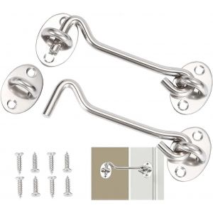 Pack de crochets de cabine en acier inoxydable argenté avec vis de montage pour porte de grange,cabanon,porte de garage (10cm) - Neuf