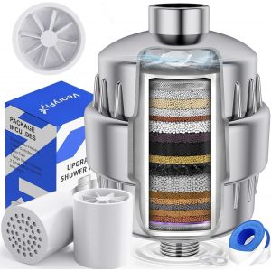 Filtre De Douche Avec Turbine Rotative À 37 Étapes - Adoucisseur D'eau Douche Avec 2 Cartouches De Filtre Remplaçables, Filtre Douche Anti Calcaire Pour Éliminer Le Chlore Et Le Fluorure - Neuf