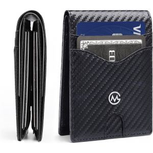 Senior-Portefeuille Fin En Cuir Pour Homme Avec Fentes Pour Cartes De Cr&eacute;dit, Petit Portefeuille Minimaliste Pour Homme, Poche Avant, Noir Tiss&eacute;, One Size, Slim Minimaliste[L294] - Neuf