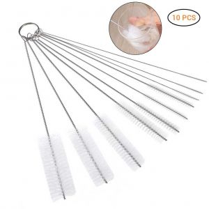 Hjlian Lot De 10 Brosses De Nettoyage En Nylon Pour Pailles, Verres, Claviers, Bijoux Et Maison - Neuf