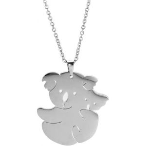 Collier Avec Pendentif En Forme D'ours Maman Et En Acier Inoxydable Pour Femme Et Fille - Neuf