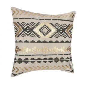 Housse De Coussin Etnik Gold 40 X 40 Cm Gris - Neuf