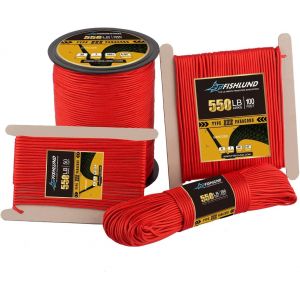 Eryi-Paracorde 250 Kg - Corde De Parachute De Type Iii À 7 Brins - 30,5 M - 4 Mm - Corde De Parachute En Nylon Haute Résistance Pour Camping, Survie, Tactique Et Randonnée - Rouge Impérial - Neuf