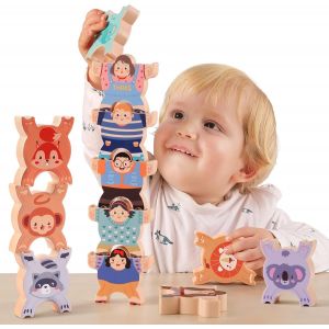 Stick and Stack Wooden Games Balance Blocks,Stick and Stack Puzzle Stacking Game for Kids,Hercules Anime Educational Montessori Toy Swing 3 4 5 6 Years Boys Girls (12pcs) - Neuf