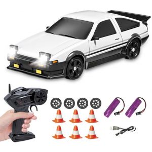 TZF-2,4 G, 1:24, Voiture télécommandée à Haute Vitesse, 2 Piles Rechargeables, LED, sallume, jusquà 25 km/h, 4WD Racing Fast Drift RC Voiture Jouet pour garçons Filles, Cadeaux - Neuf