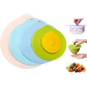 Kalanka-5pcs Couvercle De Bol En Silicone R&eacute;utilisables, 5 Tailles Diff&eacute;rentes Couvercles En Silicone, Couvercle Silicone Alimentaire, Pour Bols, Casseroles, Assiettes,Tasses, Canettes (Multicolore) - Neuf