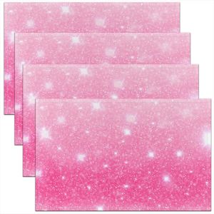 ERYI-Lot De 4 Sets De Table À Paillettes, Housse De Coussin Rose Pastel, Sets De Table Élégants En Diamant, 45 X 30 Cm - Neuf