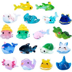 Sansh-Mini Figurines D'animaux Marins, 18 Pcs Miniatures Marins Statue Animaux Marins Figurines En Résine Jouets D'animaux De Mer Miniatures Décoration De L'océan En Résine Pour Diy Aquarium - Neuf