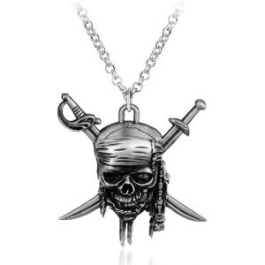 Trahoo-Collier Crâne De Pirate Viking Pour Hommes, Collier Pendentif Tête De Mort Gothique Avec Chaîne De 19,7 Po, Collier Épées Croisées, Cadeau De Charme De Bijoux De Crâne Punk Pour Hommes - Neuf