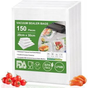 150 Sachets Sac Sous Vide Alimentaire 20x30 cm,Sac Sous Vide Gaufré,sans BPA,Approuvé LFGB,Sachet Sous Vide Alimentaire pour Conservation des Aliments,la Cuisson et Cuiseur Sous Vide - Neuf