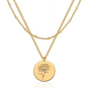 Kales-Collier Pour Femme En Or Avec Fleurs De Naissance-Chaîne Personnalisée - Neuf