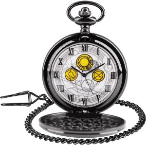 Fdjhy-Doctor Who Pocket Watch With Bronze Case Quartz Full Hunter White Dial And Chain Mens Retro Dr Who Necklace Pendant - Neuf