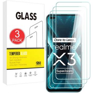 JGD-Compatible avec Realme X3 SuperZoom Protection d'&eacute;cran, 3 Pi&egrave;ces [Duret&eacute; 9H, Haute Sensibilit&eacute;, Incassable] 2,5D Haute D&eacute;finition Films en Verre Tremp&eacute; - Neuf