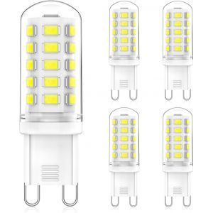 G9 Led Bulbs 3w, 40w 33w 28w G9 Halogen Bulbs Replacement, Ac 230v G9 Led Bulb Cool White 6000k, Cri>83, Non-Dimmable Energy Saving Bulbs 5 Pack - Neuf