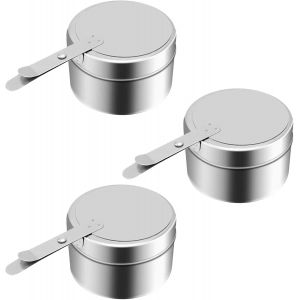JEXNOVASHOP-3 Pi&egrave;ces R&eacute;cipients &agrave; P&acirc;te Combustible Br&ucirc;leur d'alcool pour Fondue Br&ucirc;leur &Agrave; Fondue &agrave; Alcool Br&ucirc;leur R&eacute;cipients R&eacute;chaud Fondue Br&ucirc;leur &agrave; Alcool Acier Inoxydable pour Barbecue, F&ecirc;te, Buff - Neuf