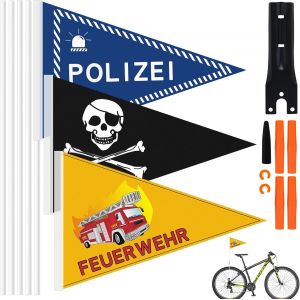 Kal-3 Pièces Drapeau Vélo Enfants, Fanion De Sécurité Pour Vélo, Drapeau De Sécurité Haute Drapeaus Velo Réglable, Haute Visibilité Fanion Velo Sécurite Pour Remorque, Camions, Vtt - Neuf