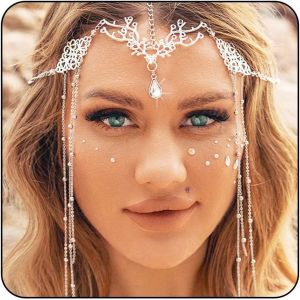 Kalvd-Cha&icirc;ne De T&ecirc;te De F&eacute;e Elfe En Argent Pour Femme,Taille Unique,Strass Cristal - Neuf