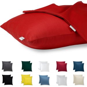Cauc-Housse Coussin 50x50 Coton Satin Premium Lot De 2 Taie D'oreiller Pour Coussins Canap&eacute;/Lit Tissu Super Doux Resistant Et Lavable Hypoallerg&eacute;nique Anti-Acariens Avec Fermeture &Eacute;clair Invisible - Neuf