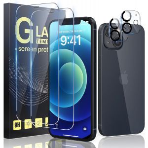 2+2, Verre Tremp&eacute; Pour Iphone 12 Mini 5,4"" Kit Outil D'Installation Facile, 2 Protection &Eacute;cran Vitre Pour Iphone 12 Mini Avec 2 Protection Camera [Facile &Agrave; Installer] [Sans Bulles] - Neuf