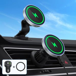 ERYI-15W Support Telephone Voiture Induction, Chargeur Mag-Safe Voiture¿Grille D'Aération/Support Voiture¿ Telephone Voiture Magnétique Chargeur Sans Fil Pour Iphone 16/16E/15/14/13/12 Mini - Neuf