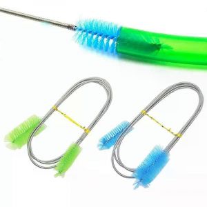 Brosse De Nettoyage D'aquarium Pour Pompe De Filtre À Eau Lily Pipe Tuyau De Tube D'air Brosse D'aquarium En Acier Inoxydable Pompe À Eau Accessoires - Neuf