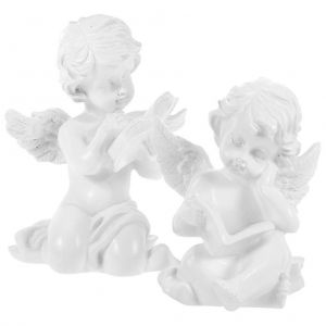 2pcs Salon Ange Décoration Jardin Décor Ange Figurine Résine Artisanat Ange Ornement - Neuf