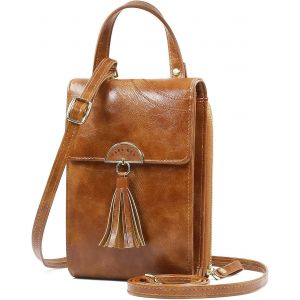 Petit Sac Bandoulière Femme Rétro PU Cuir Sac Téléphone Portable Femmes Portefeuille avec Emplacement Pour Carte, Mini Sac à Main avec Bandoulière réglable et Nombreuses Poches (noir) - Neuf