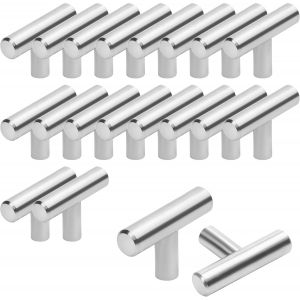 Lot de 20 poignées de placard de cuisine en T, 50 mm, en acier inoxydable, pour tiroirs, placards, portes, meubles, salle de bain, chambres et armoires - Neuf