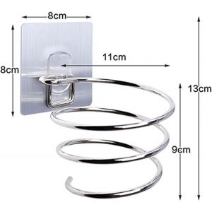 Support mural pour sèche-cheveux, spirale soufflante, support pour lisseur de salle de bain, support mural auto-adhésif pour sèche-cheveux, couleur argent - Neuf