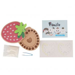 Boite De Rangement En Bois En Forme De Fraise Pour Dents De Bebe, Souvenir Pour Enfants, Organiseur De Rangement Pour Dents De Bebe - Neuf