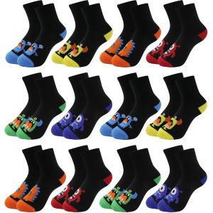 Chaussettes Enfants Garçons Filles Chaussettes De Sport Football Coton Unisexe Chaussettes Colorées Chaussettes De Compression Enfants Respirantes Chaussettes De Tennis 12 Paires.[C1426] - Neuf