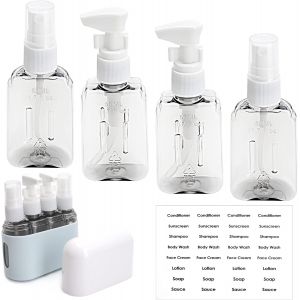 Bouteilles de Voyage 4 Pcs 50ml Flacons Vide de Voyage,Petit Flacons de Voyage Transparent Anti-Fuite Rechargeables Ensemble de Bouteilles de Voyage Portable pour Lotion Articles de Toilette - Neuf