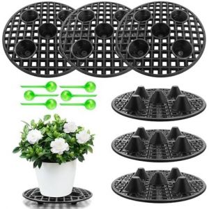 Lot De 6 Grilles De Drainage,Pots De Fleurs En Plastique,Coussinets En Maille,20 Cm,Avec 6 Machines D'arrosage,Grille,Pot De Fleurs Rond Pour Int&eacute;rieur,Balcon,Ext&eacute;rieur,Jardin - Neuf