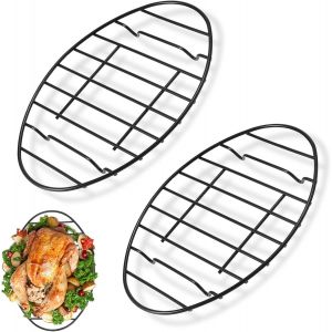 Subzonal-Lot De 2 Grilles &Agrave; R&ocirc;tir Ovales Antiadh&eacute;sives Avec Pieds Int&eacute;gr&eacute;s, 30,5 X 21,6 Cm, Pour Cuisine, P&acirc;tisserie, Grillades, S&eacute;chage, Four Et Lave-Vaisselle (Noir) - Neuf
