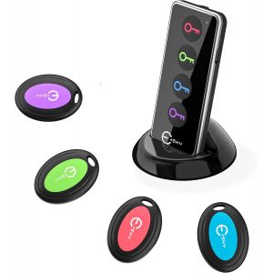 MEVRONISSHOP-Localisateur d'objets, Localisateur de Cl&eacute;s 4 R&eacute;cepteurs et 1 &Eacute;meteur 80 DB Travail de 39,9m sans Fil RF avec LED Lampe de Poche et Support de Base pour Retrouver Les cl&eacute;s Chiens Chats - Neuf