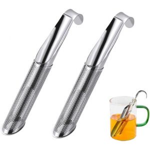 Lot De 2 Filtres À Thé En Acier Inoxydable Diffuseur De Thé Infuseur À Thé À Long Manche Passoire À Thé En Maille Pour Thé En Vrac,Épices,Rose,Parfait Pour Accrocher Sur Une Tasse - Neuf