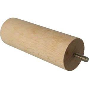 Pied Rond pour Meuble,Pied en Bois de Hêtre avec Finition Naturelle,Pieds de Remplacement pour Canapés,Lits,Tables,Fixation : Tige Métallique Métrique 8,Dimensions : 50 x 150 mm - Neuf