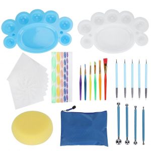 35 Pcs Diy Pointill&eacute; Set Mandala Peinture Roches Outil Pochoir Peinture Plateau Art Fournitures - Neuf