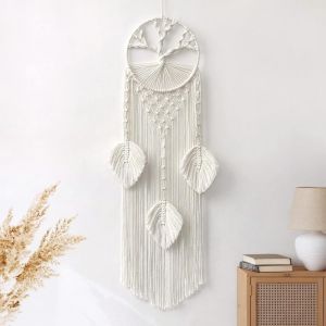 Sjzg-Attrape R&ecirc;ves Arbre De Vie Tapisserie Murale En Macram&eacute; Attrape R&ecirc;ves Boh&egrave;me Avec Plume - Attrape-R&ecirc;ves Boh&egrave;me Pour F&ecirc;te De Mariage Chambre &Agrave; Coucher Chambre D'enfant Caf&eacute; - Neuf