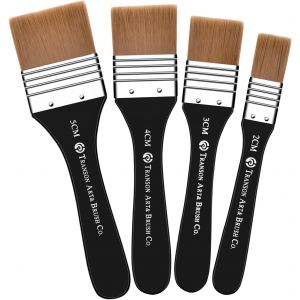 4 Pinceaux Peinture Grand Plat Artiste Brosse Pinceau Set D'artistes En Acrylique, Pour Huile, Acrylique, Gouche Et Aquarelle 2/3/4/5 Cm - Neuf
