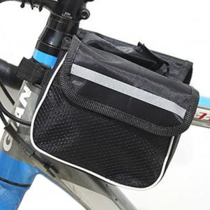Sac De Rangement Pour Cadre Superieur De Velo, Double Pochette (Noir) - Neuf
