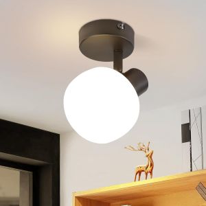 Deboola Spot encastrable plafonnier 1 flamme blanc vintage verre design E14 orientable 350° pour chambre salon (sans ampoule) - Neuf